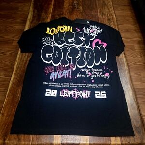 Left Point Black Graphic T-Shirt with Puff Print